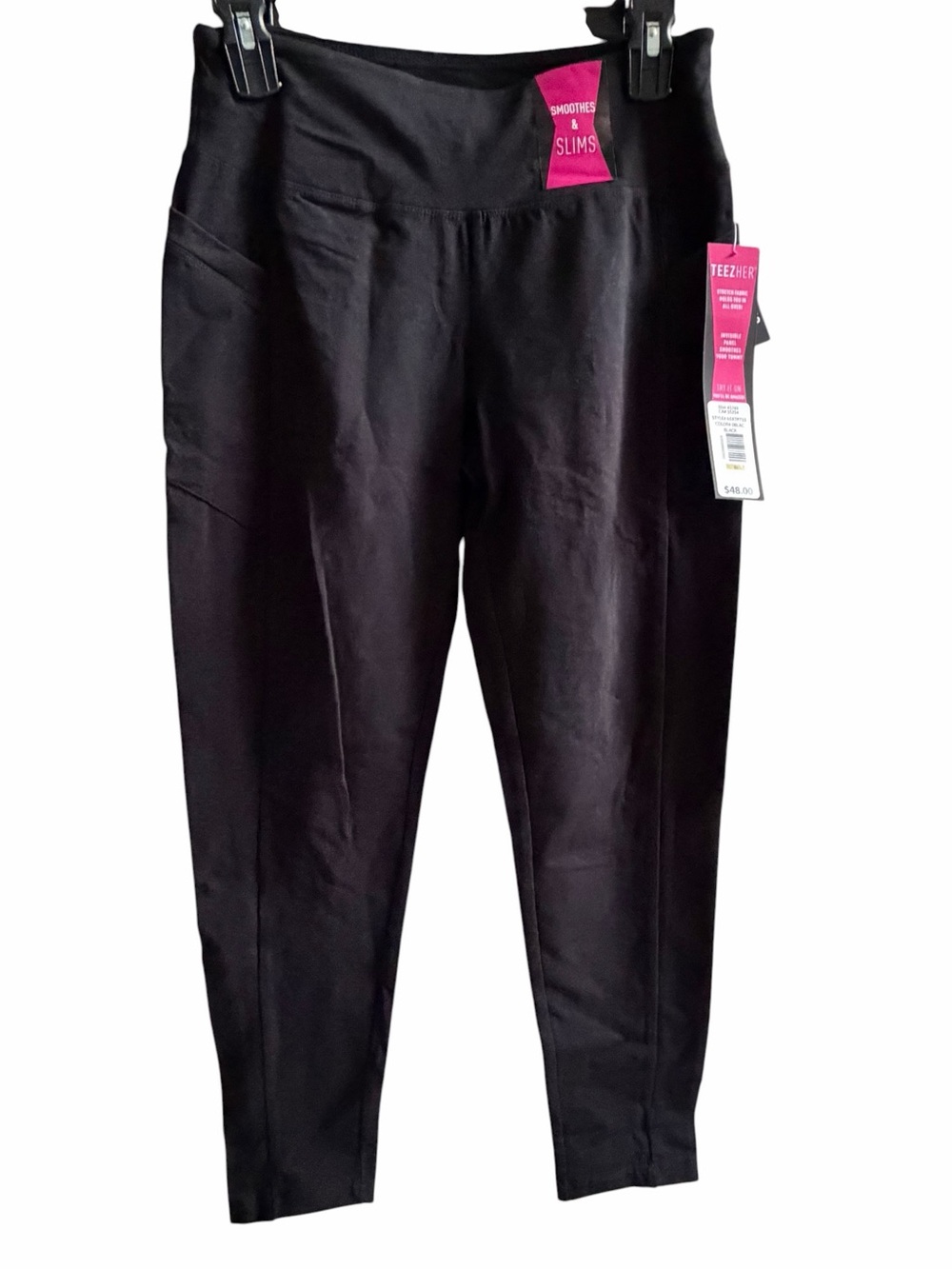 TEEZHER Black Slimming Active Leggings with Side Pockets Size M